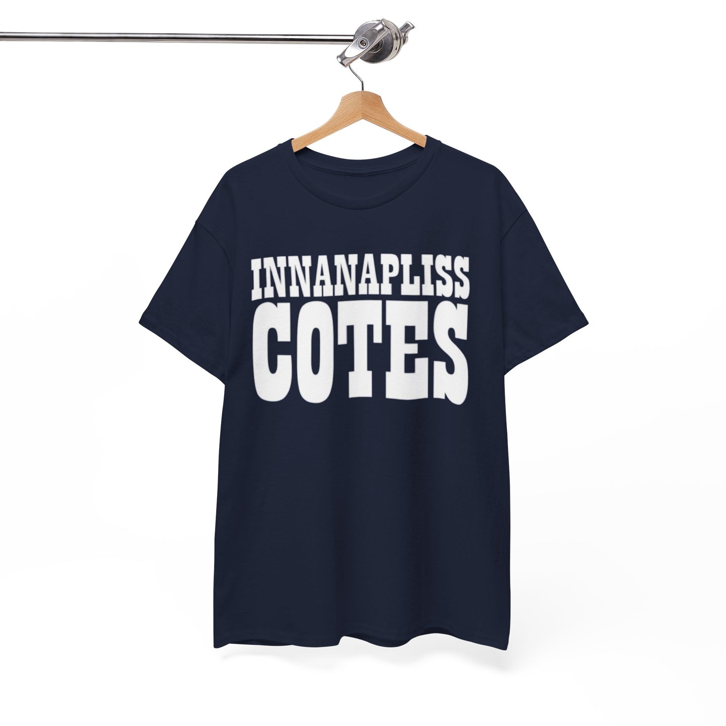 White Smoke Indianapolis Colts InnanaPliss Cotes Tee — Bold Text Graphic T-Shirt