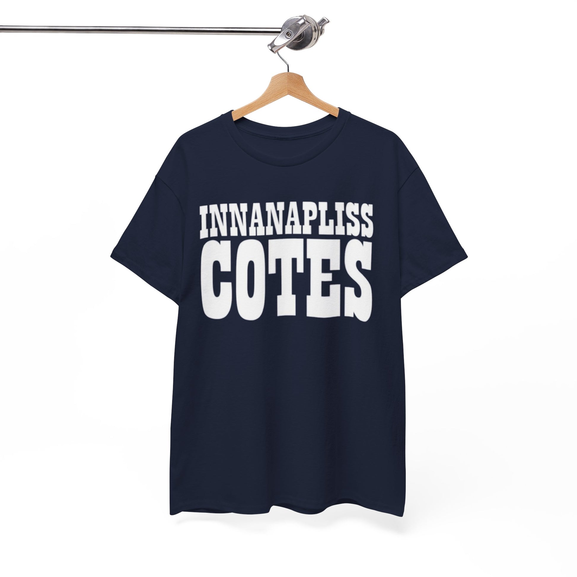 White Smoke Indianapolis Colts InnanaPliss Cotes Tee — Bold Text Graphic T-Shirt