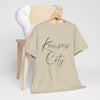 Gray Kansas City Script Tee — Minimalist City Name T‑Shirt