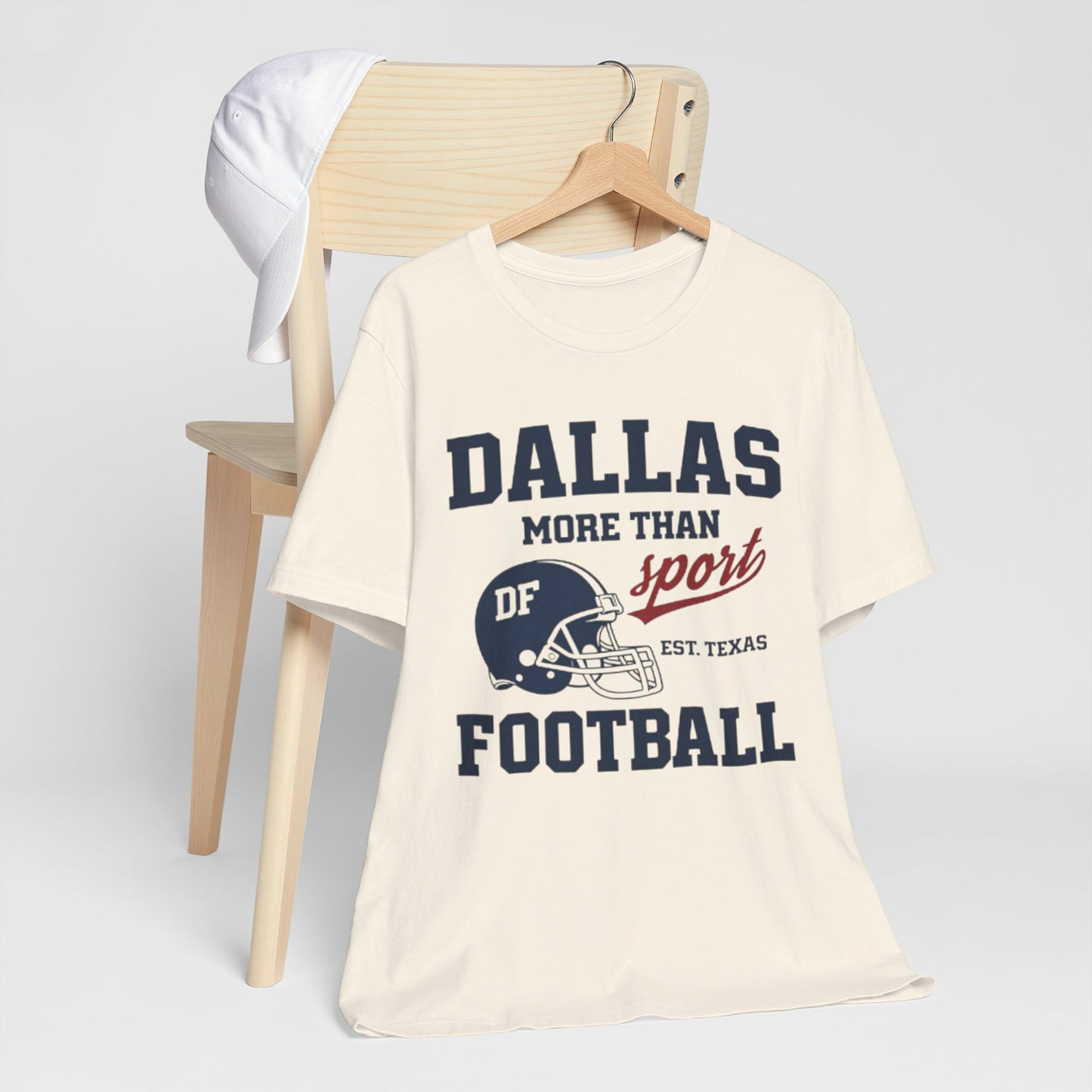 Antique White Dallas Football Tee — "Dallas More Than Sport" Vintage Helmet T‑Shirt