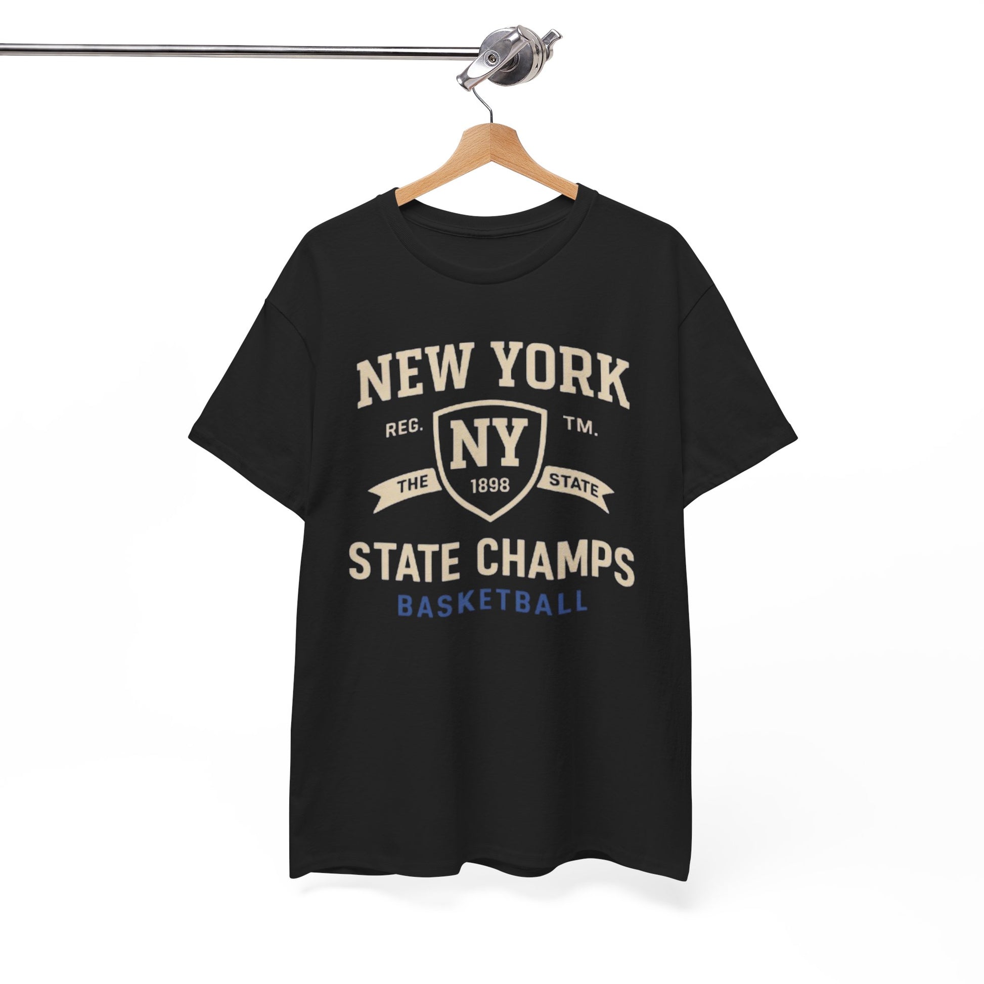 White Smoke New York State Champs Basketball T-Shirt — Vintage Collegiate Tee