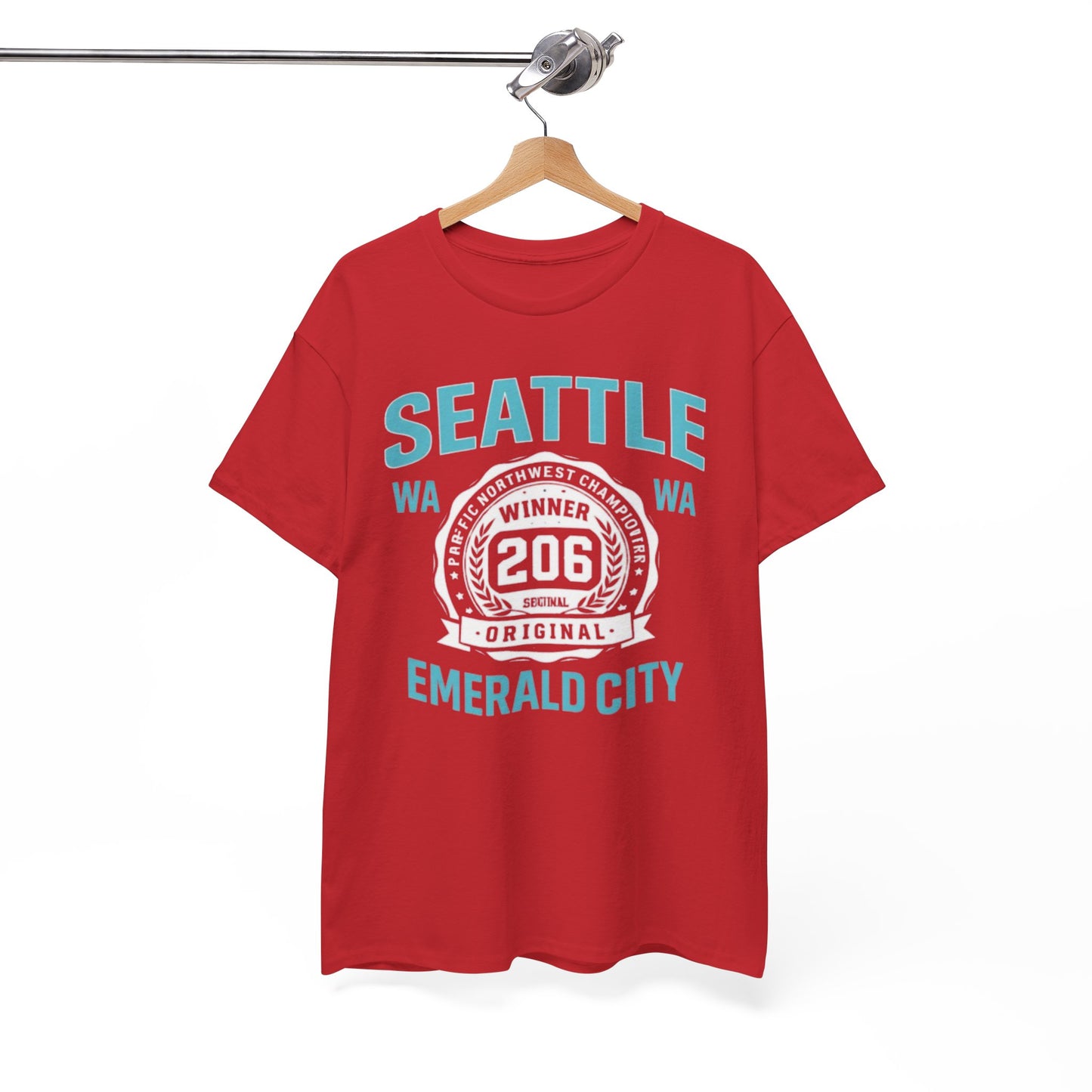 Seattle Emerald City Tee – 206 WA Retro Badge T‑Shirt