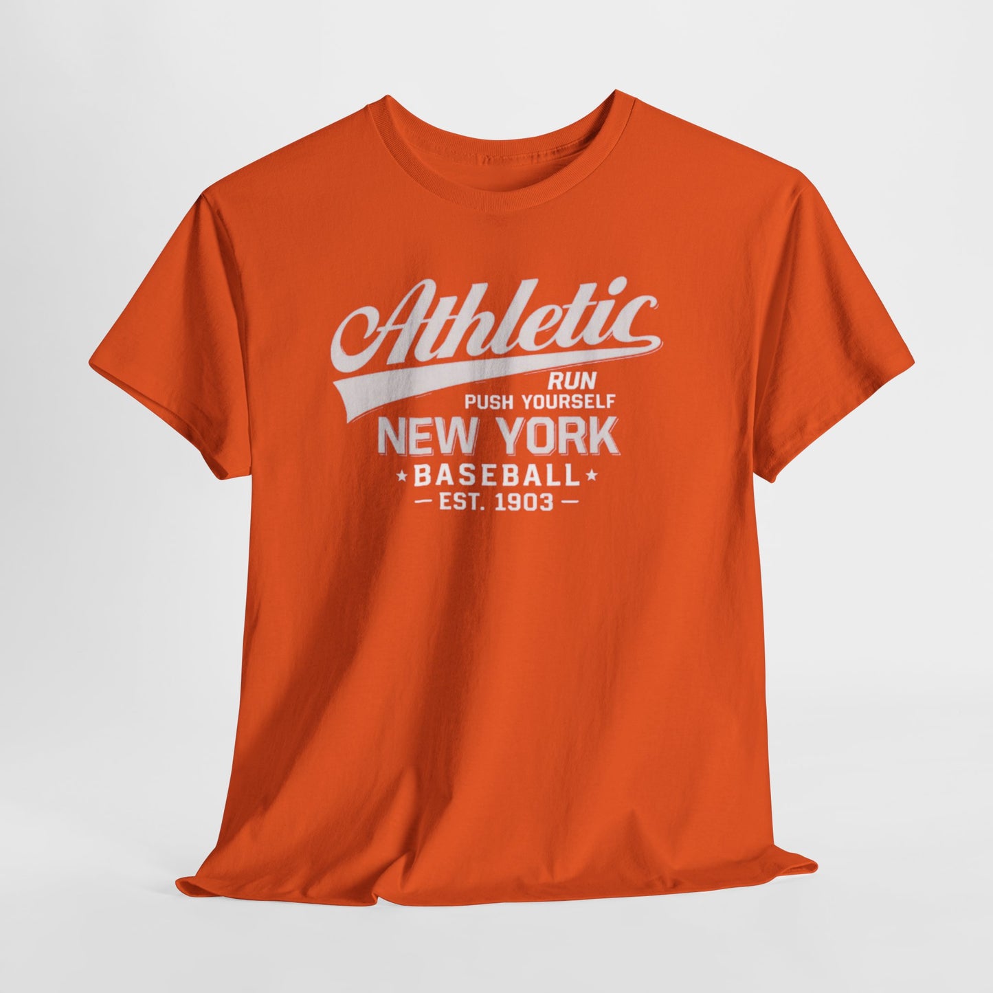 Athletic New York Baseball Tee — 'Athletic: Run, Push Yourself' Vintage Sport T-Shirt