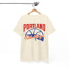 White Smoke Portland Basketball T-Shirt — "Portland Oregon" Retro Hoop Tee