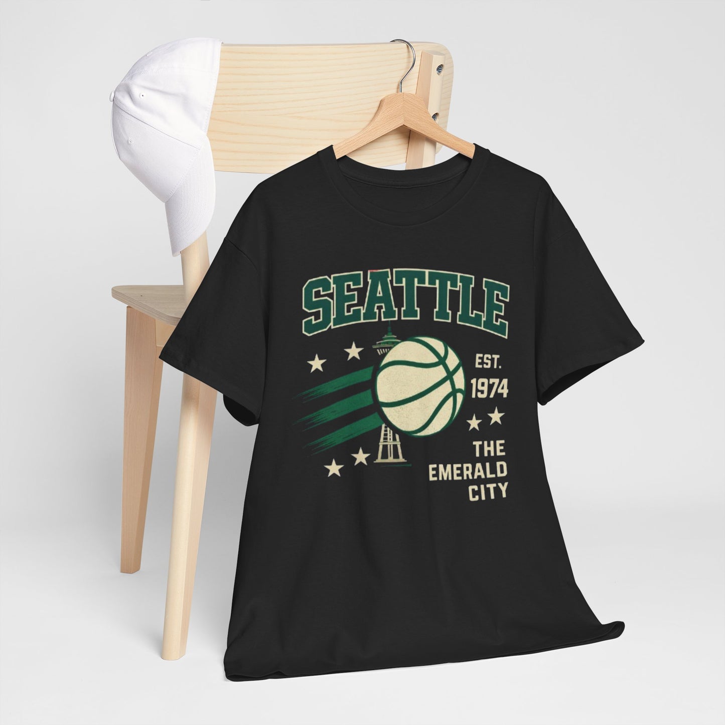 Dark Slate Gray Seattle Basketball Tee — "The Emerald City" Vintage Sports Shirt