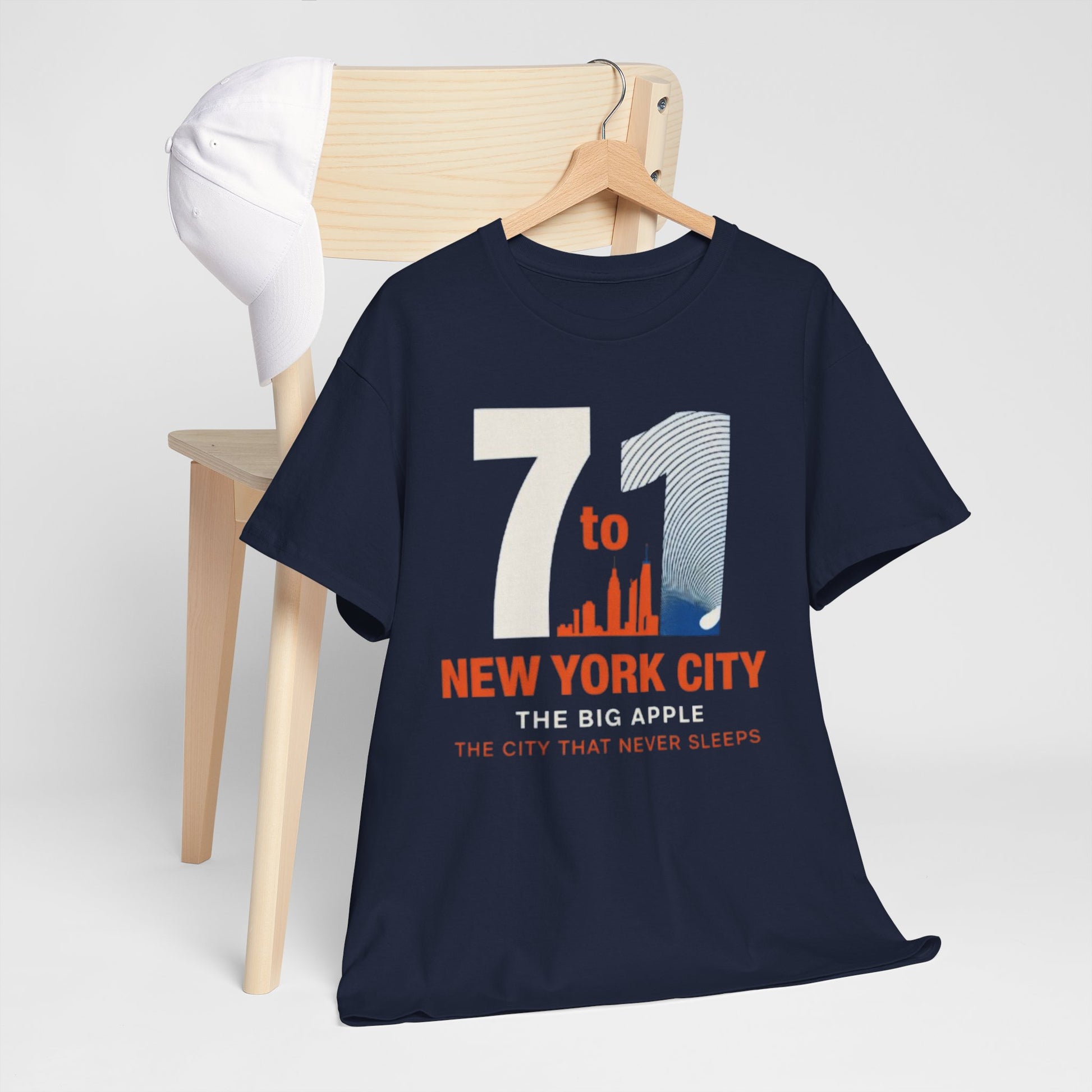 Dark Slate Gray New York City 7 to 1 Skyline Tee — The City That Never Sleeps