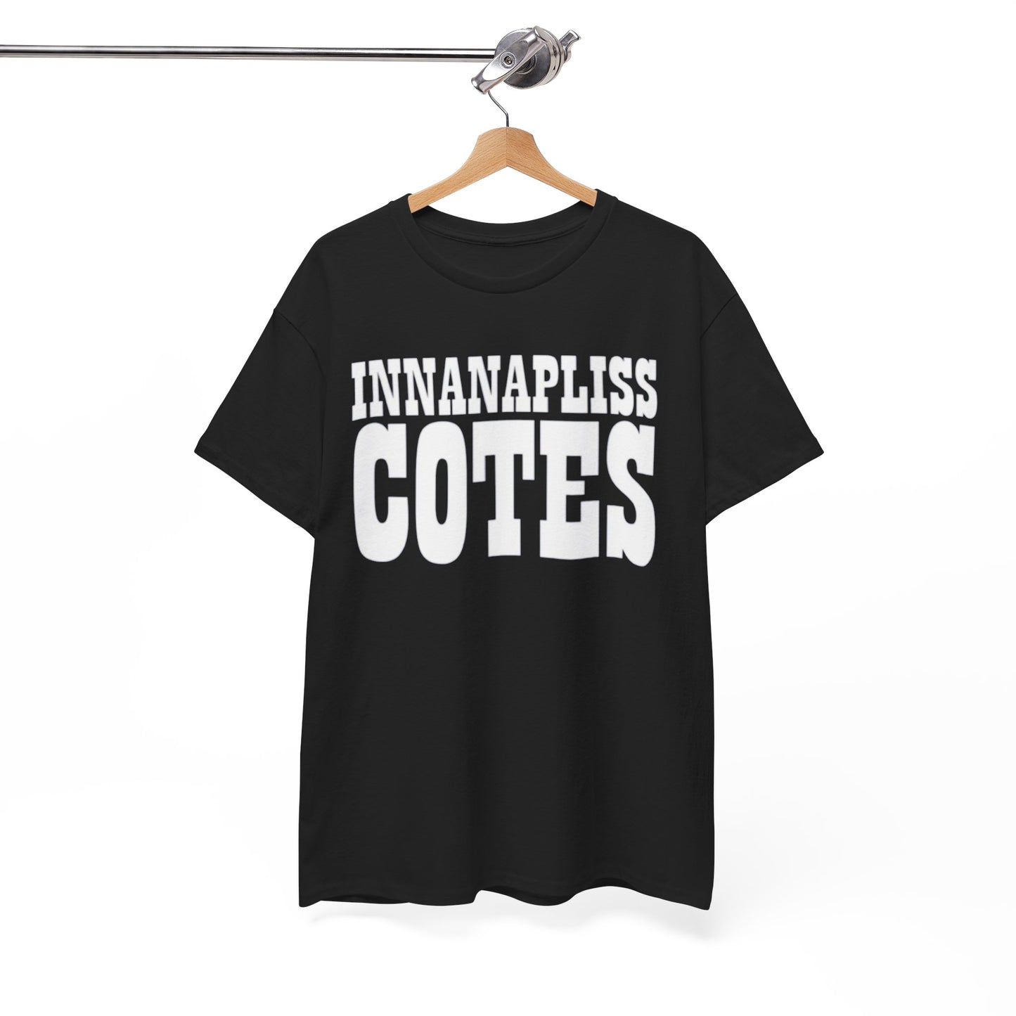 White Smoke Indianapolis Colts InnanaPliss Cotes Tee — Bold Text Graphic T-Shirt
