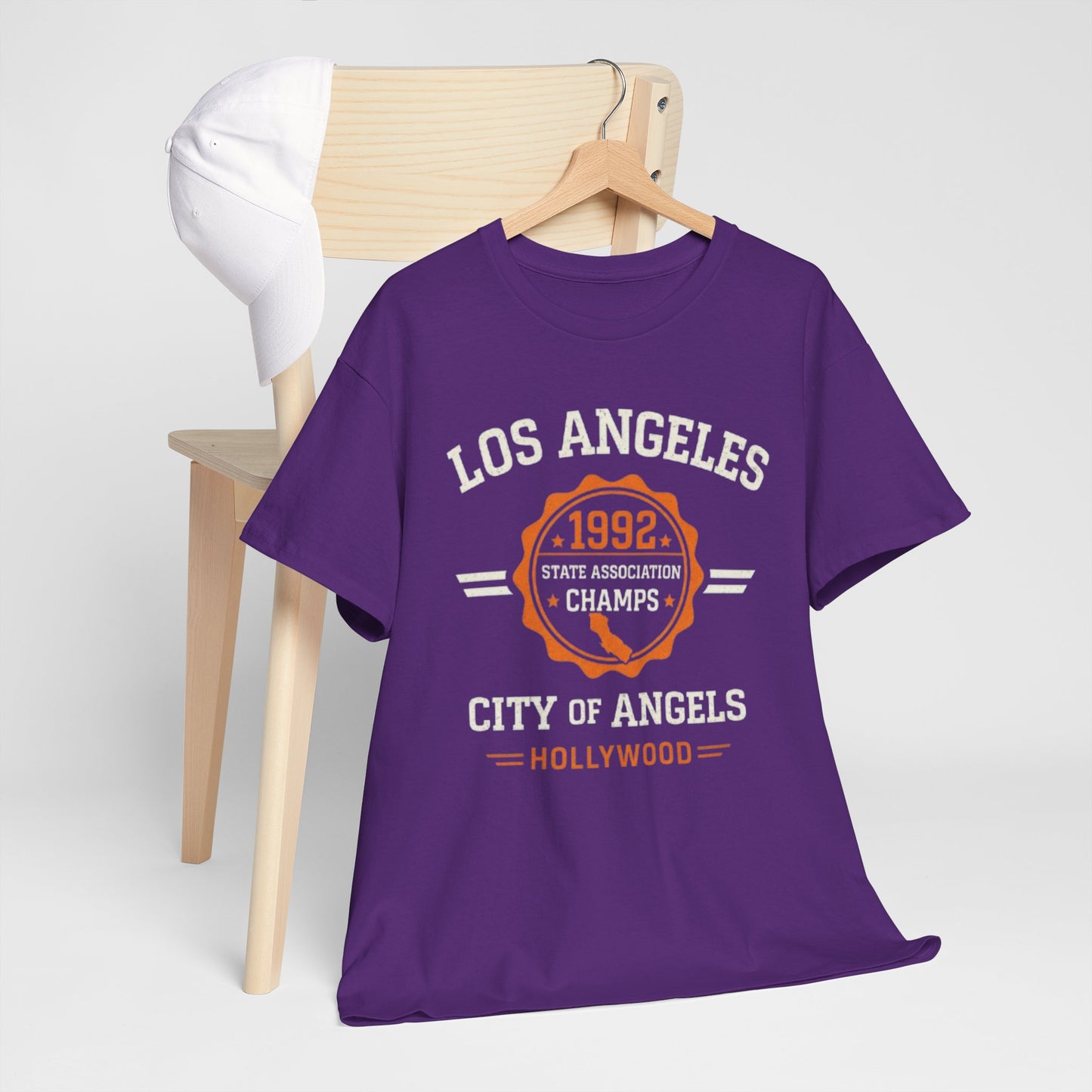 Los Angeles 1992 City of Angels Graphic T-Shirt – Vintage Hollywood Streetwear Tee