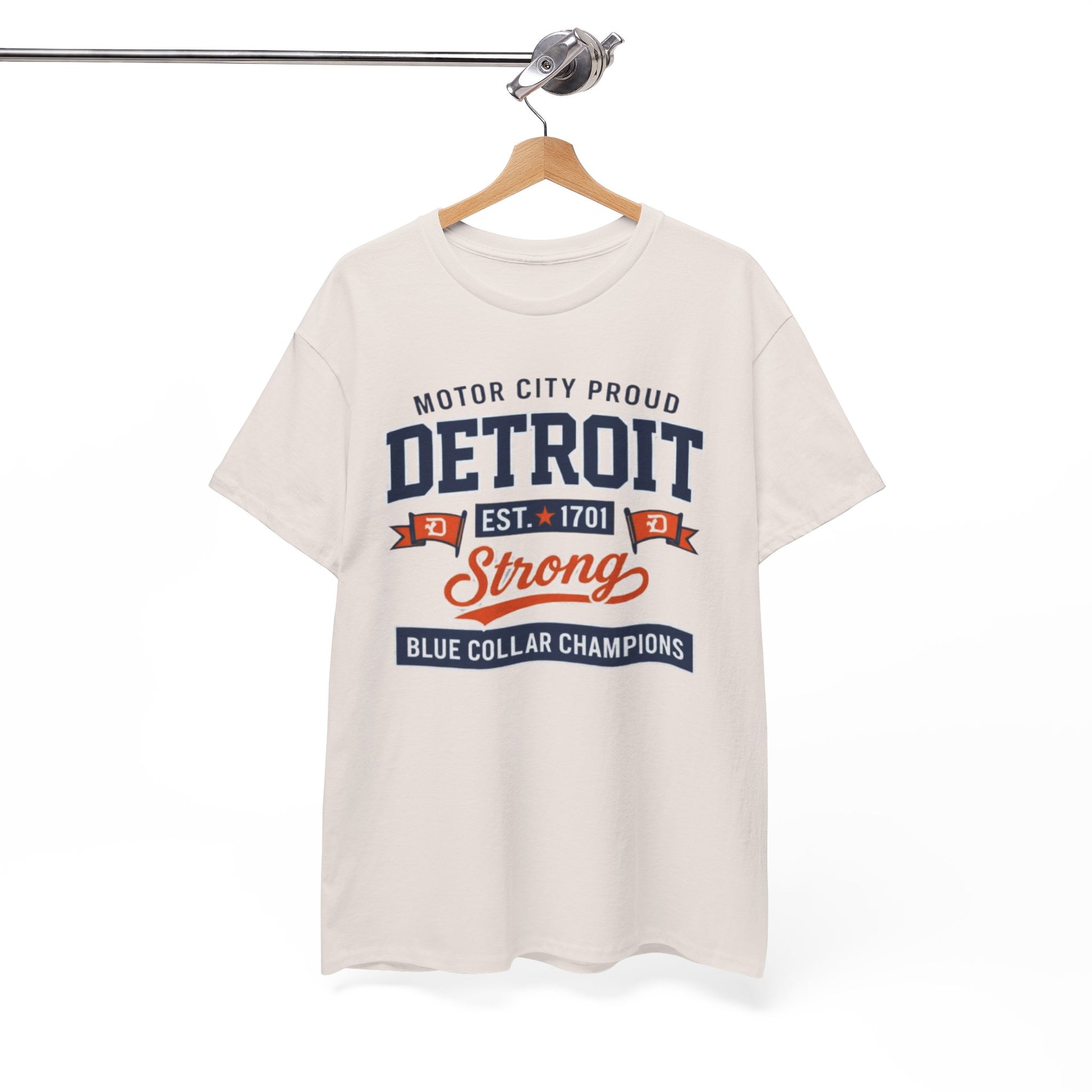 White Smoke Detroit Strong T-Shirt — Motor City "Blue Collar Champions" Tee