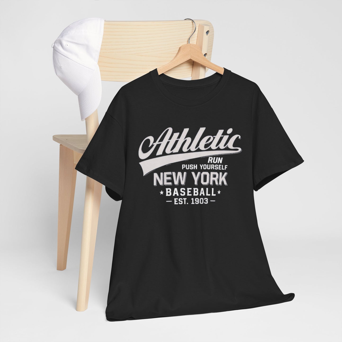 Athletic New York Baseball Tee — 'Athletic: Run, Push Yourself' Vintage Sport T-Shirt