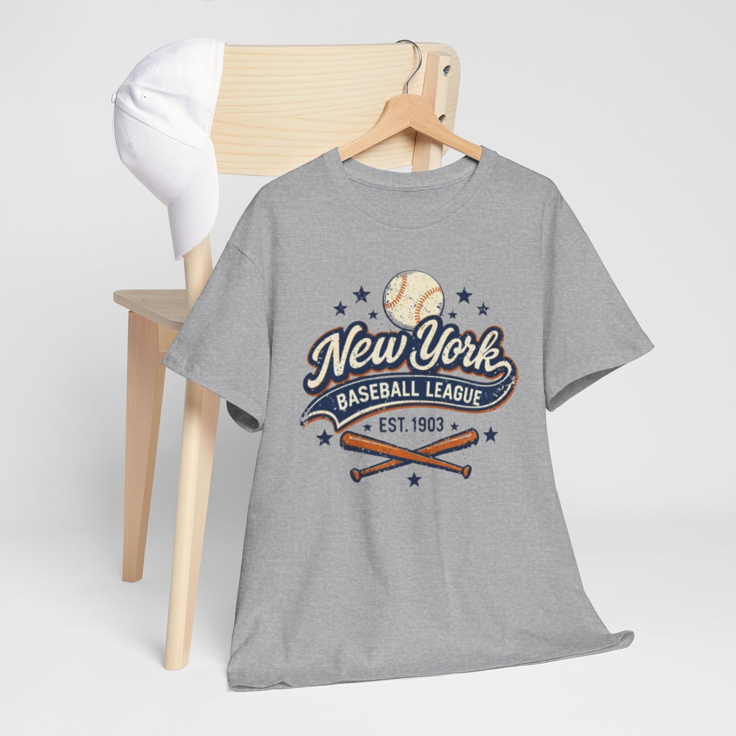 New York Baseball League Tee — Vintage 'Est. 1903' Baseball Graphic Shirt