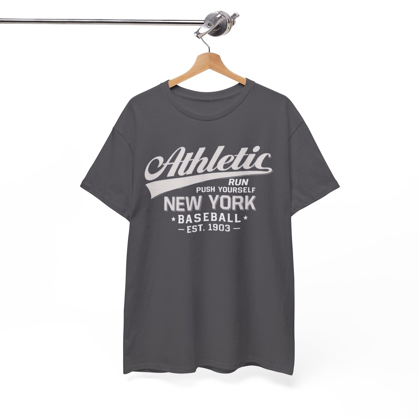 Athletic New York Baseball Tee — 'Athletic: Run, Push Yourself' Vintage Sport T-Shirt