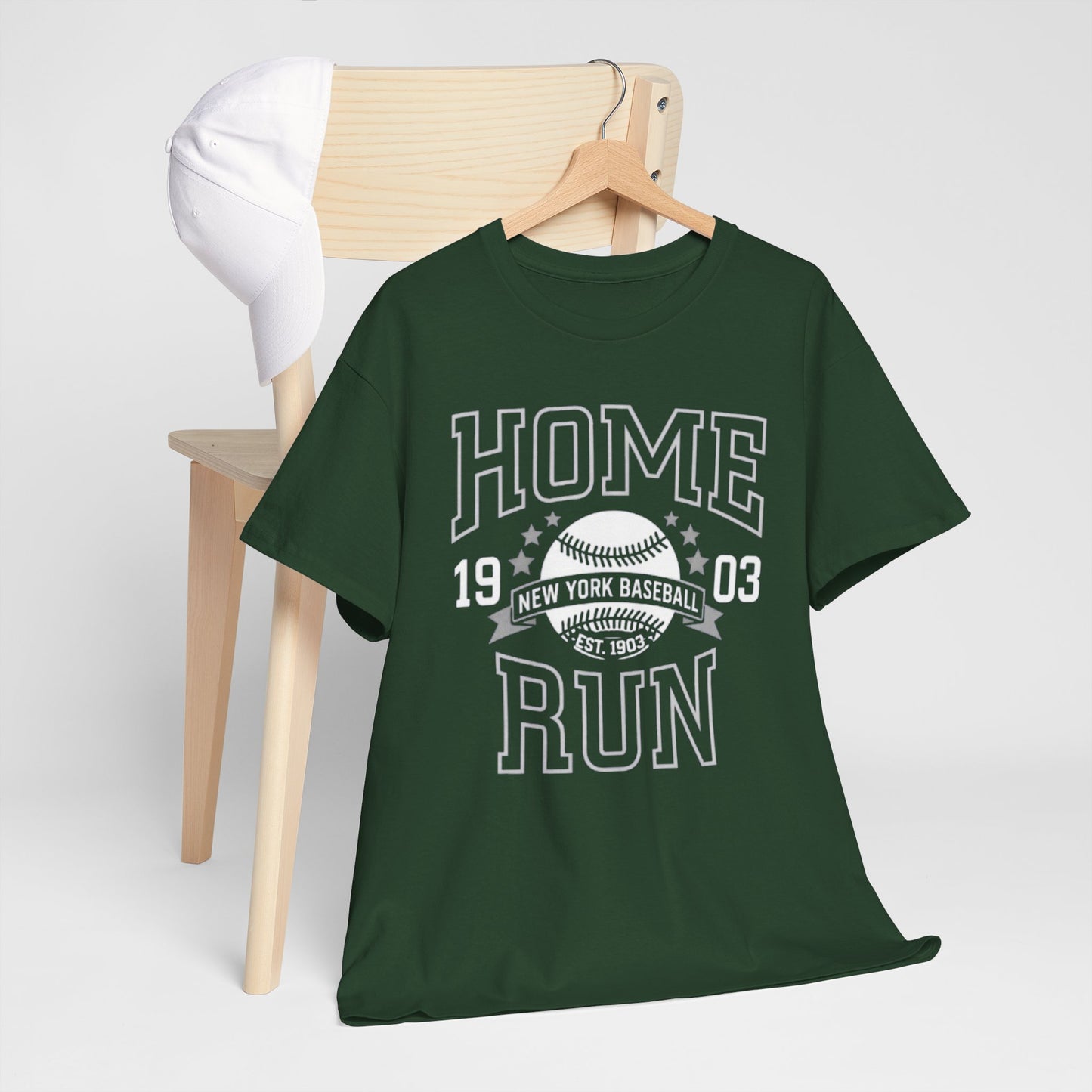 Lavender Home Run Baseball Tee — Vintage New York Baseball Graphic T‑Shirt