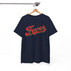 White Smoke Indiana Fever Retro Script Tee — Vintage Red & Gold Graphic T-Shirt