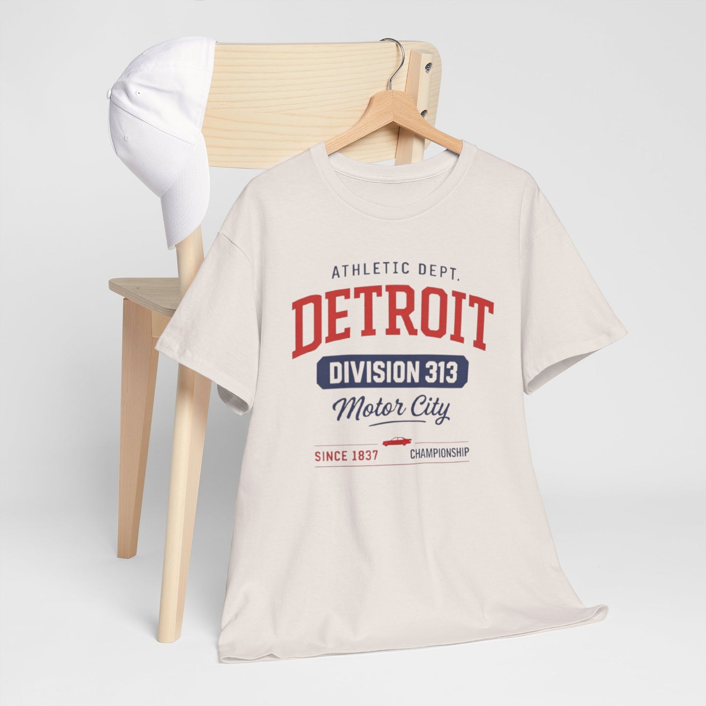 Detroit Division 313 Motor City T-Shirt Vintage varsity College style Casual tee  Retro design