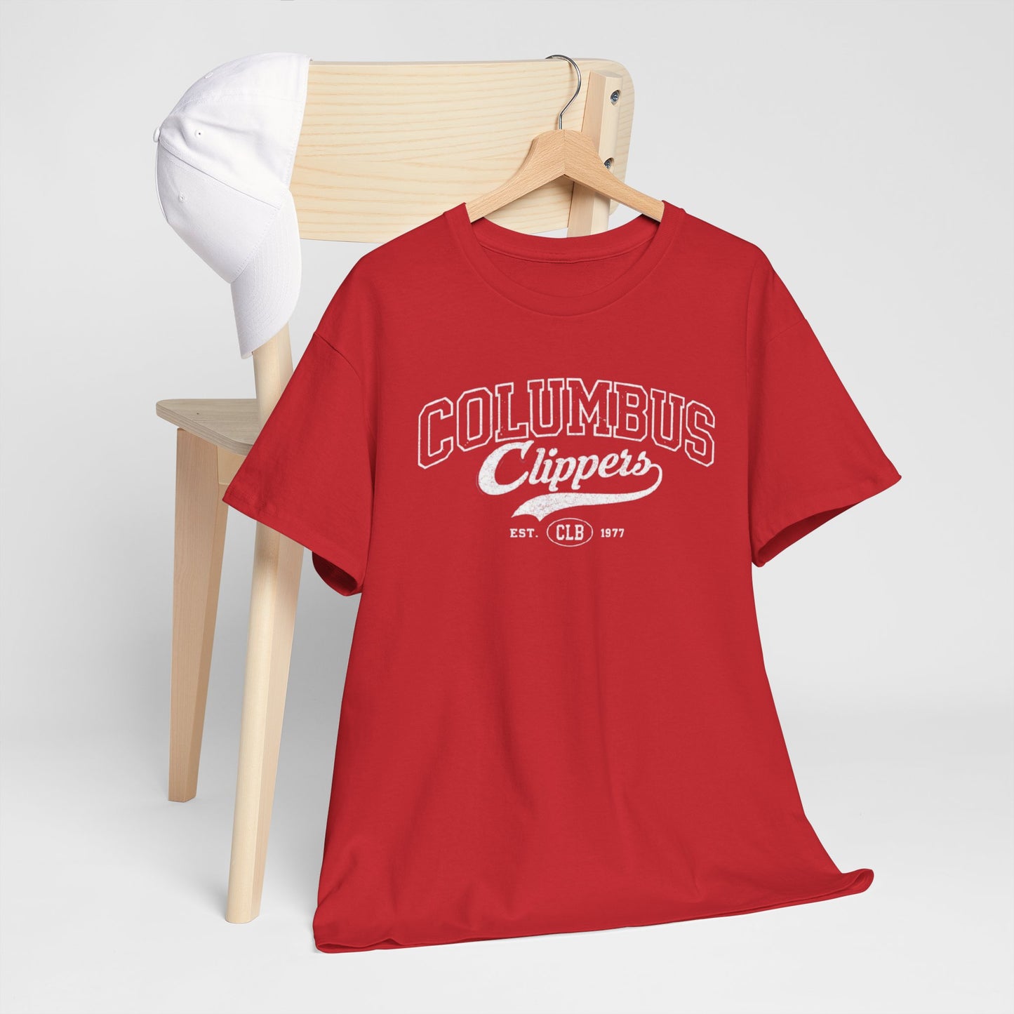 Firebrick Columbus Clippers Baseball Tee — Retro Team  Shirt