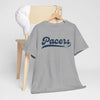 Dark Gray Indiana Pacers  Script T‑Shirt — Retro Basketball Tee with Ball Accent