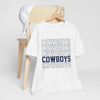 Lavender Cowboys Football Repeat Graphic Tee — Bold Layered Team Shirt