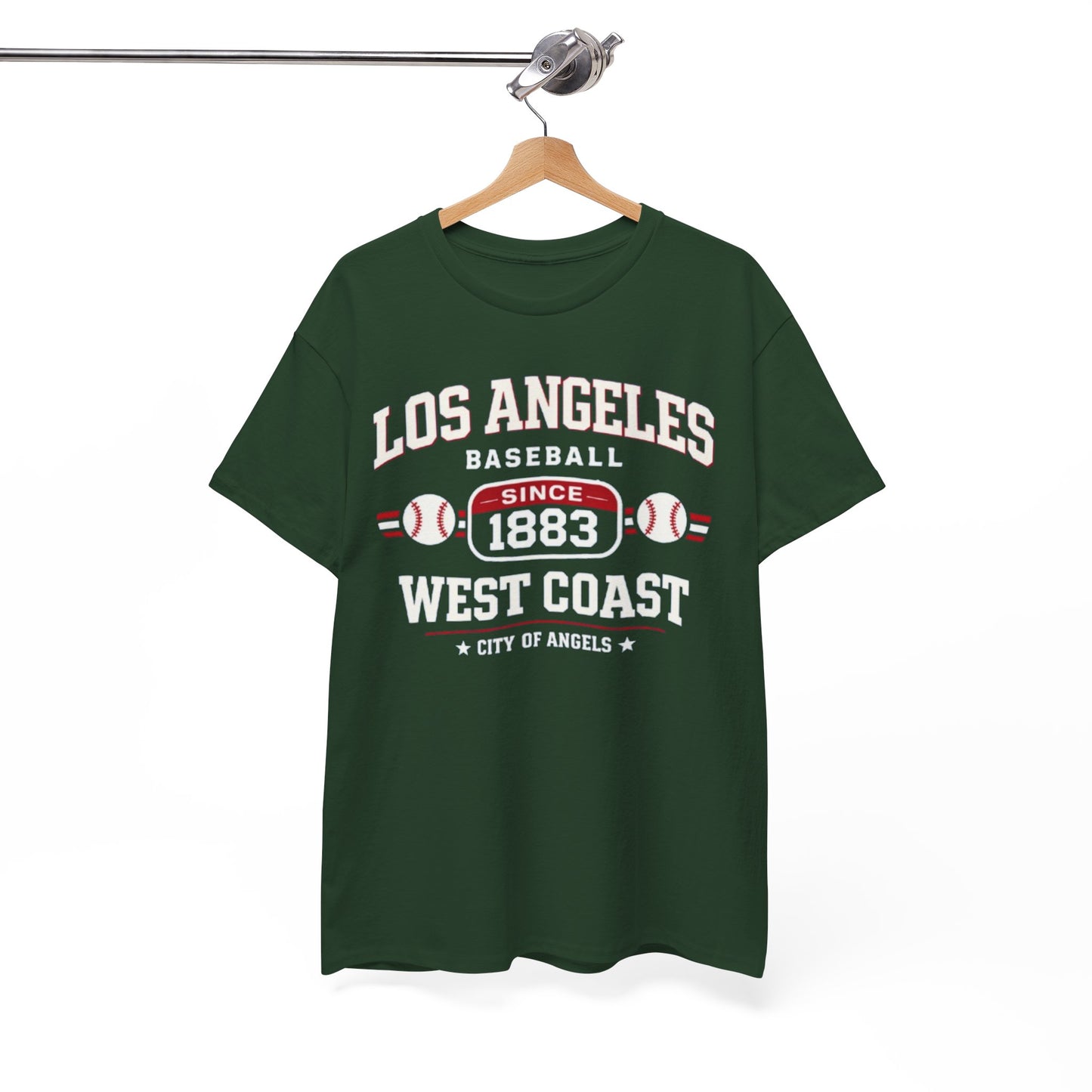 White Smoke Los Angeles Baseball Tee — West Coast "Since 1883" Vintage Sport T‑Shirt
