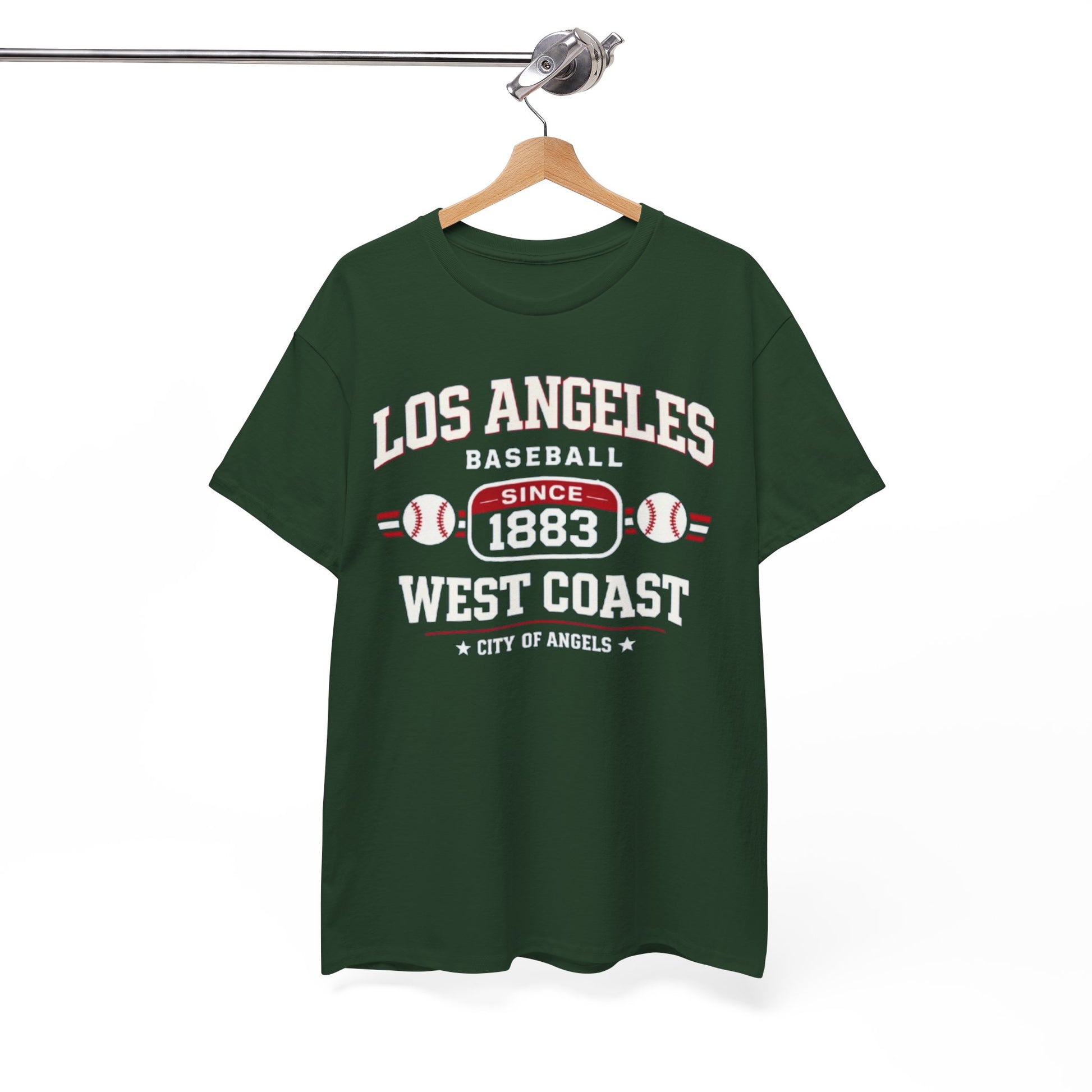 White Smoke Los Angeles Baseball Tee — West Coast "Since 1883" Vintage Sport T‑Shirt