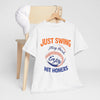 Lavender New York Baseball T-Shirt — "Just Swing, Play Hard, Enjoy, Hit Homers" Graphic Tee
