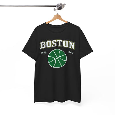 White Smoke Boston Basketball Tee – Retro Established 1946 Sports Shirt