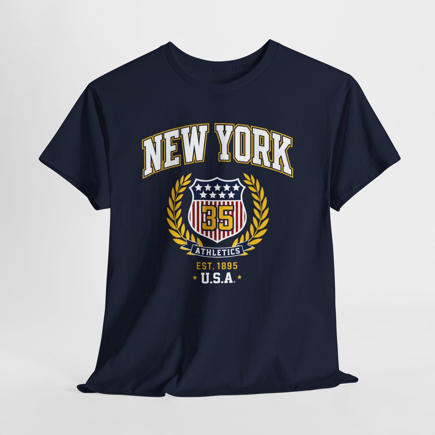 Lavender New York Athletics Crest T-Shirt — Vintage USA College Tee