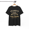 White Smoke Los Angeles State Champs Basketball T-Shirt – Oversized Urban Streetwear City Tee