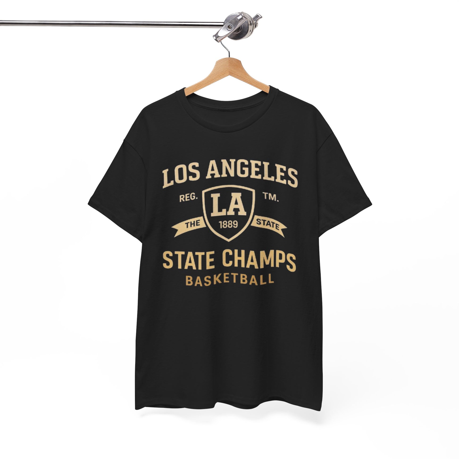 White Smoke Los Angeles State Champs Basketball T-Shirt – Oversized Urban Streetwear City Tee