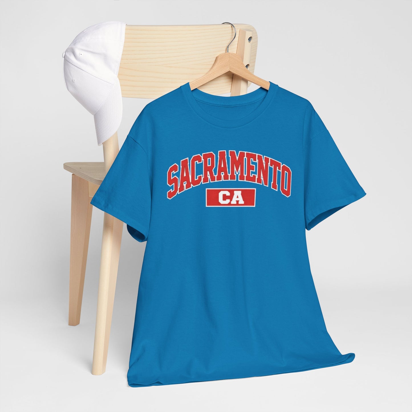 Dark Cyan Sacramento CA Arch Tee — Retro College-Style City T-Shirt