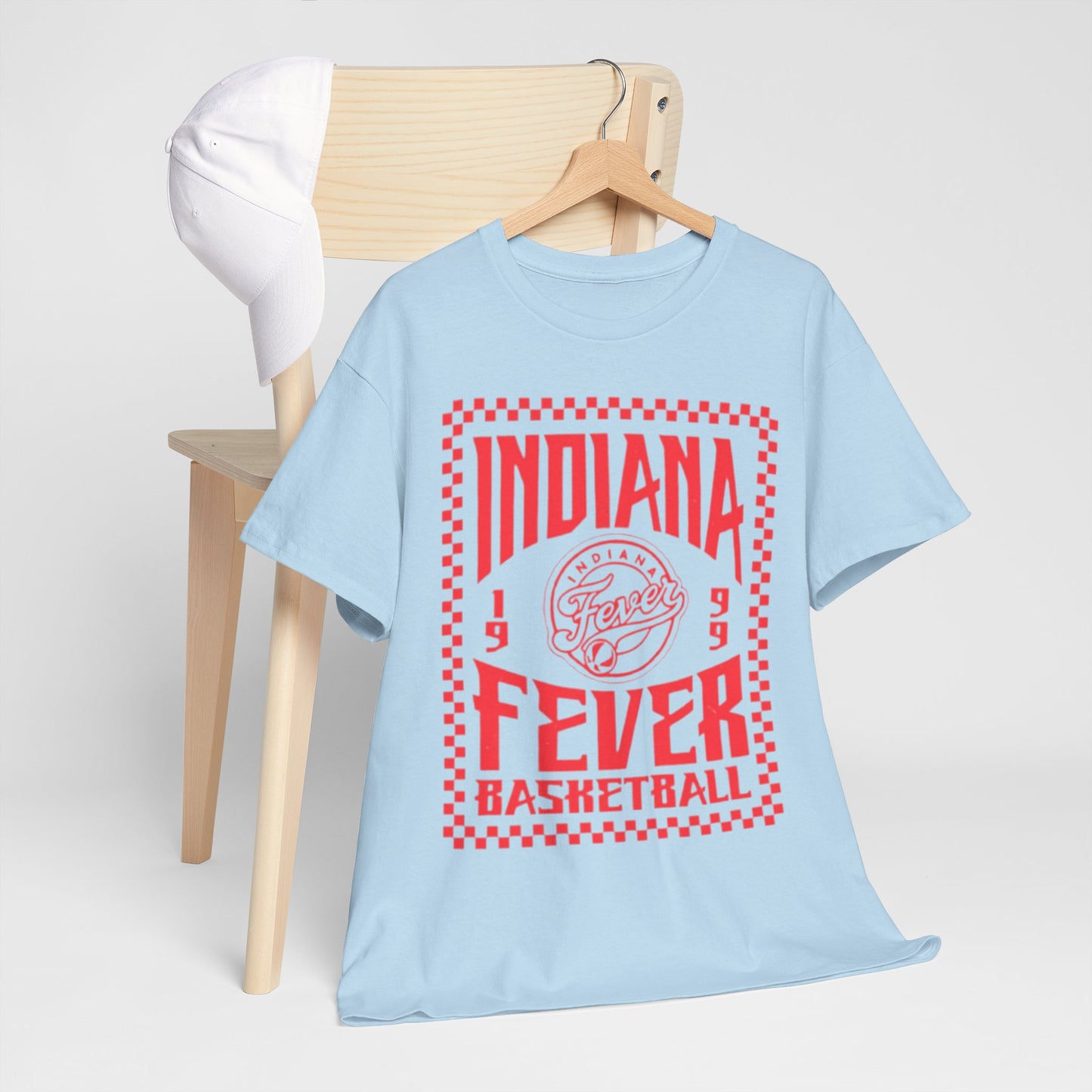 Lavender Indiana Fever Basketball Tee — Retro Red Checkerboard Team Shirt