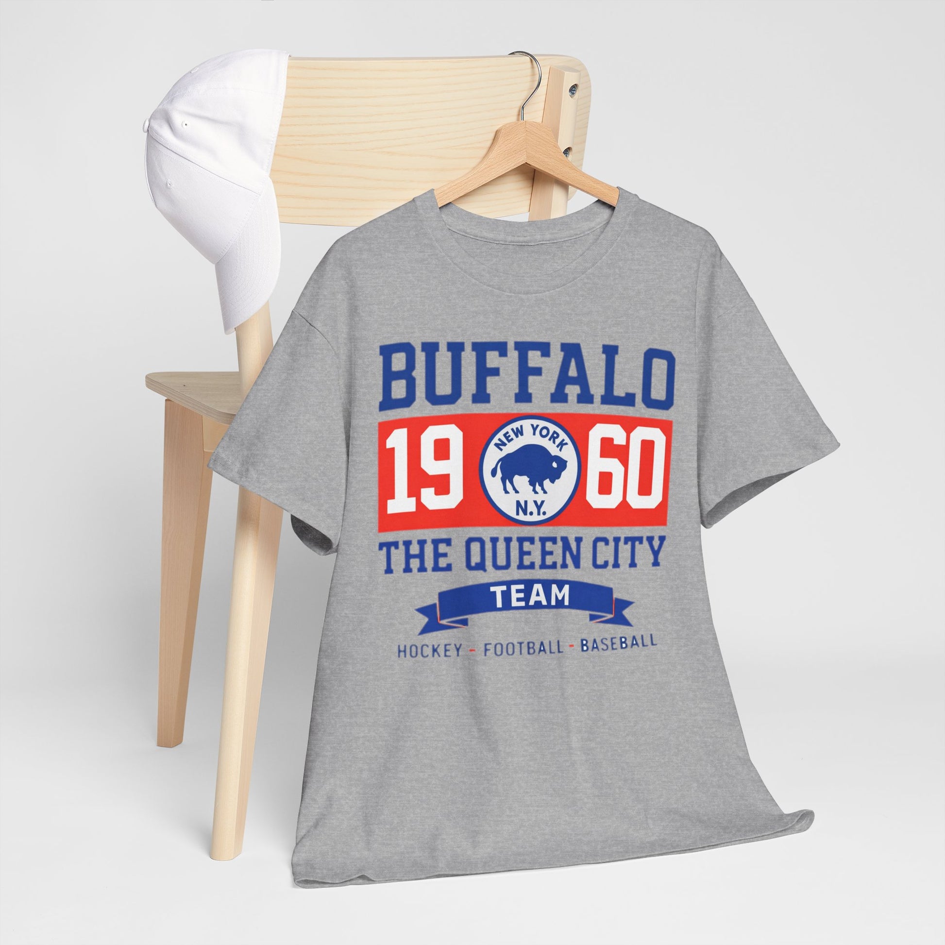 Dark Gray Buffalo 1960 The Queen City Team Tee — Vintage New York Sports Shirt