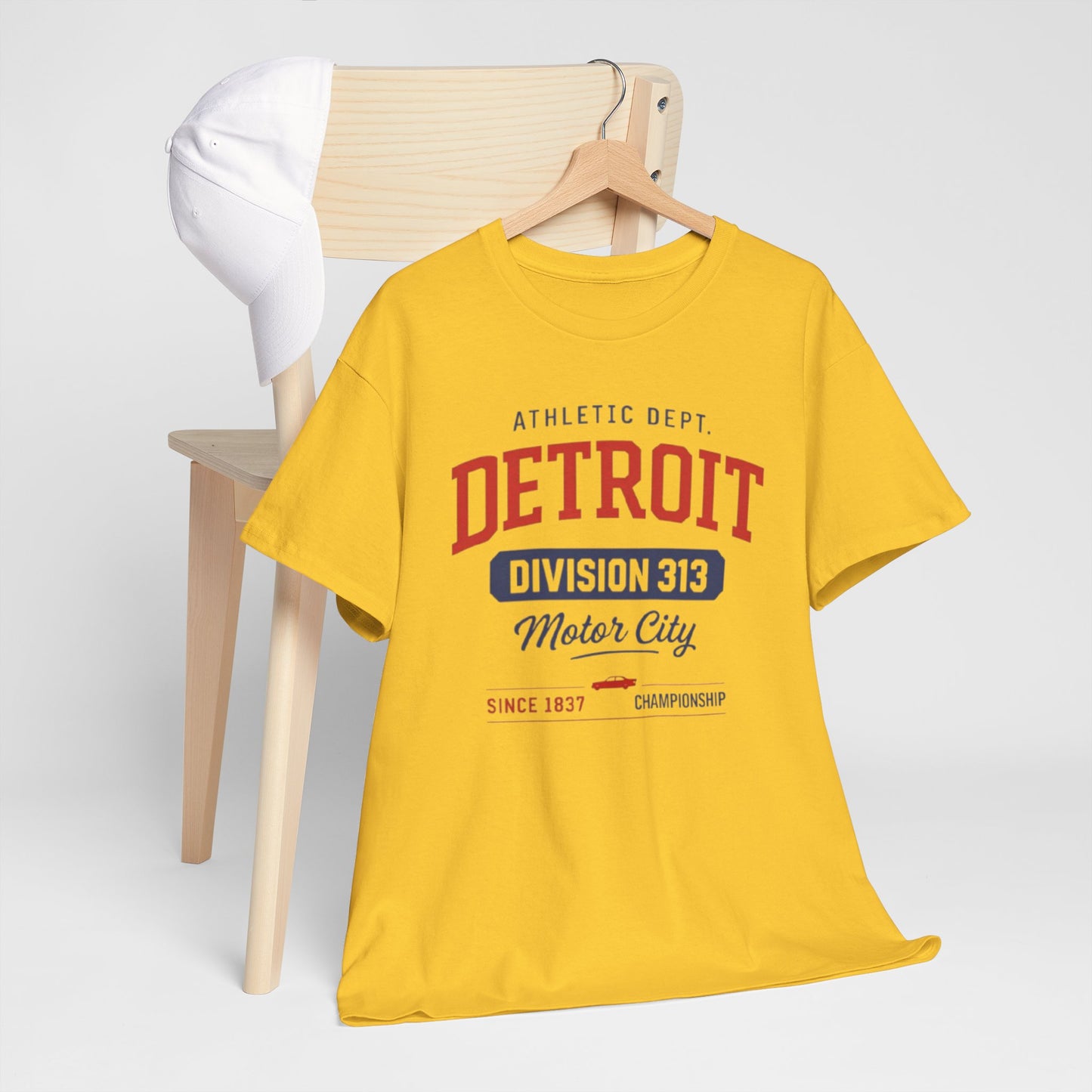 Detroit Division 313 Motor City T-Shirt Vintage varsity College style Casual tee  Retro design