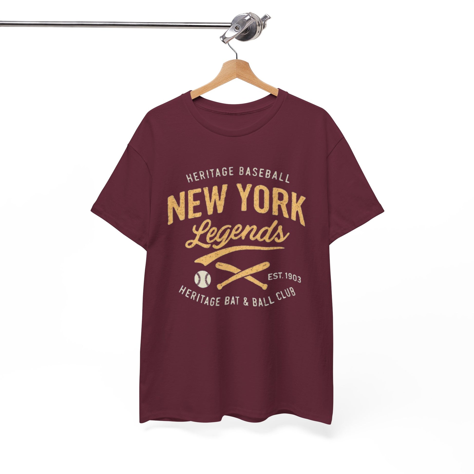 White Smoke New York Legends Baseball T-Shirt — Vintage Heritage Bat & Ball Club Tee