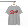 White Smoke Indiana Fever Retro Script Tee — Vintage Red & Gold Graphic T-Shirt