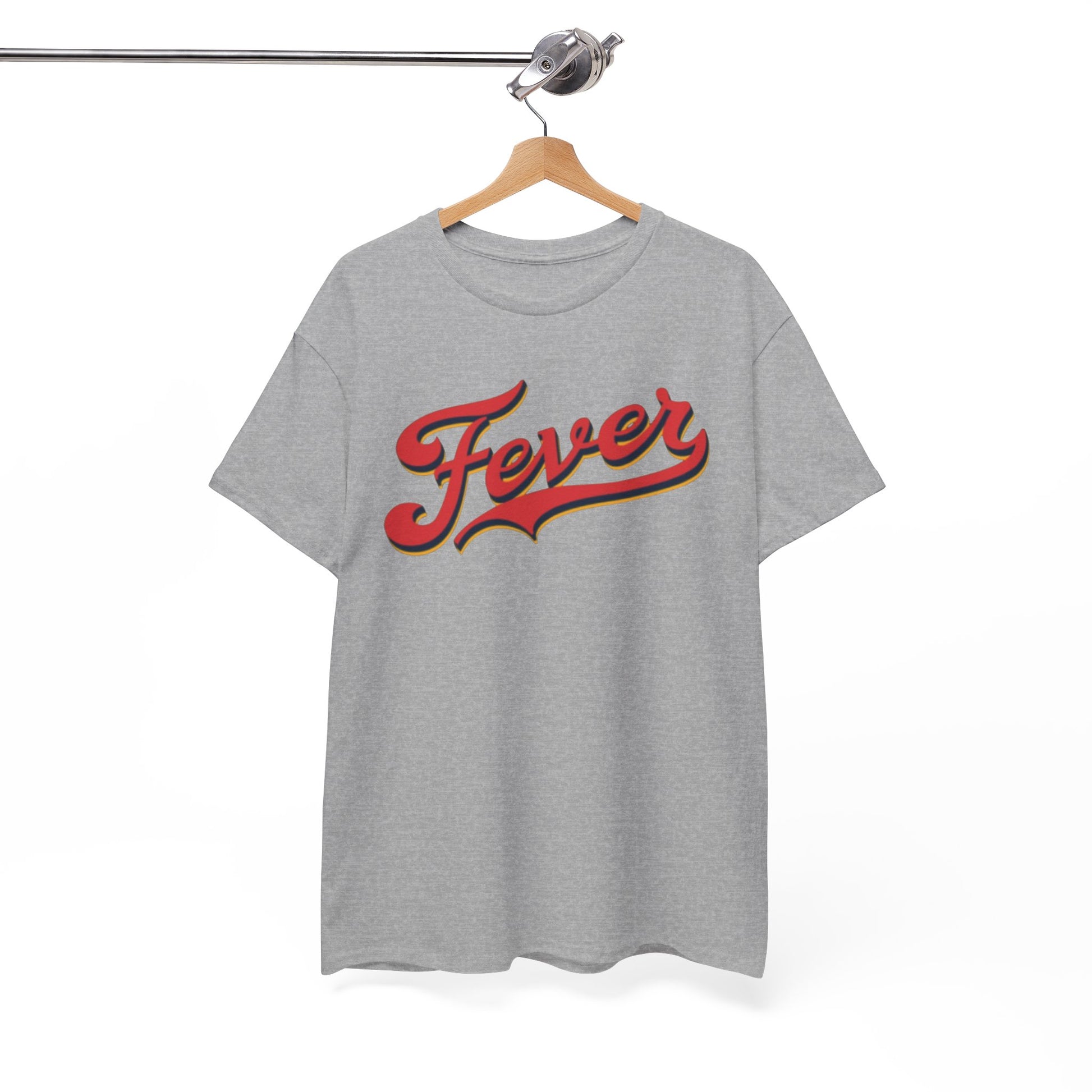 White Smoke Indiana Fever Retro Script Tee — Vintage Red & Gold Graphic T-Shirt