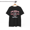 White Smoke Los Angeles Baseball Tee — LA Varsity Sports Graphic T‑Shirt