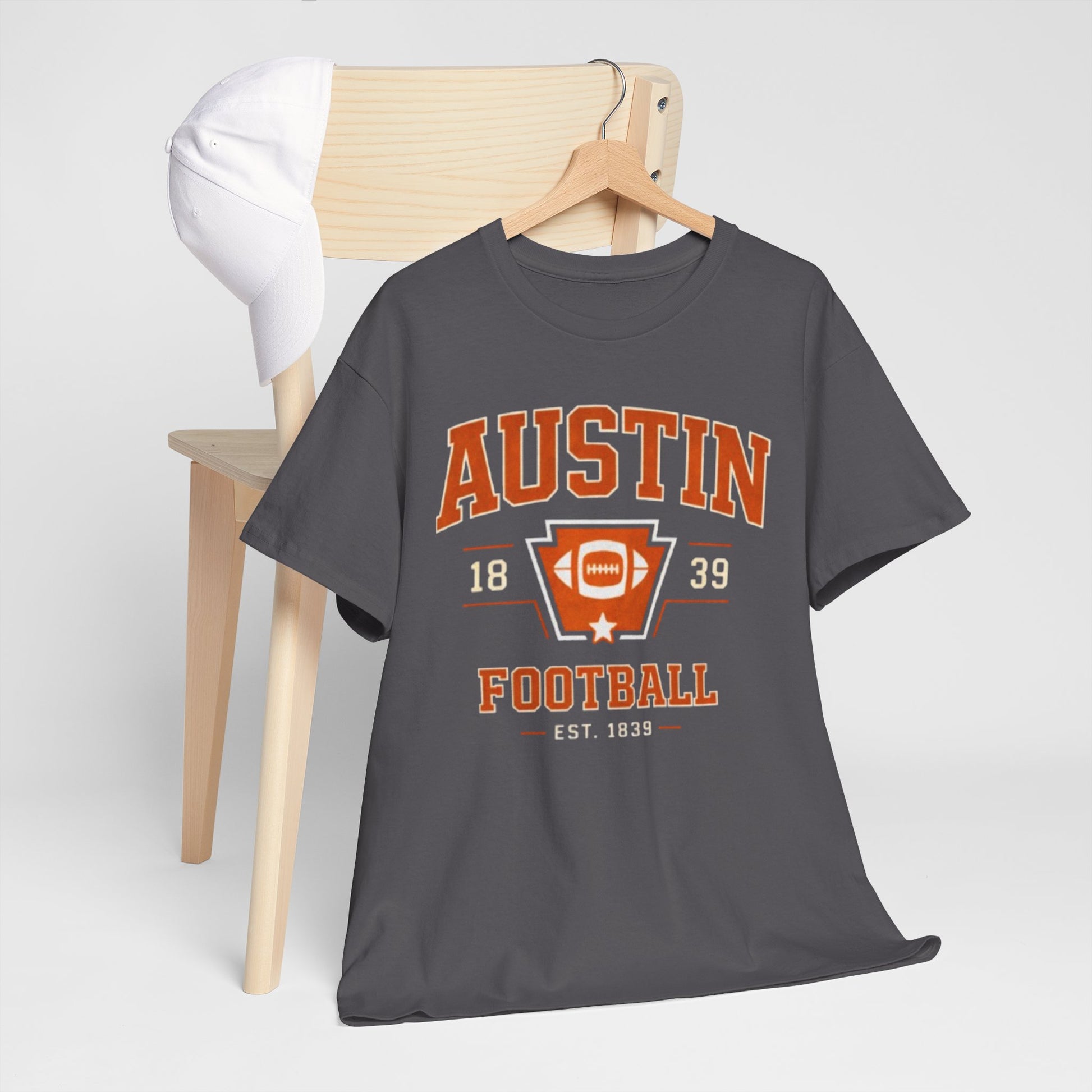 Dim Gray Austin Football Graphic Tee – Vintage Collegiate Football Shirt