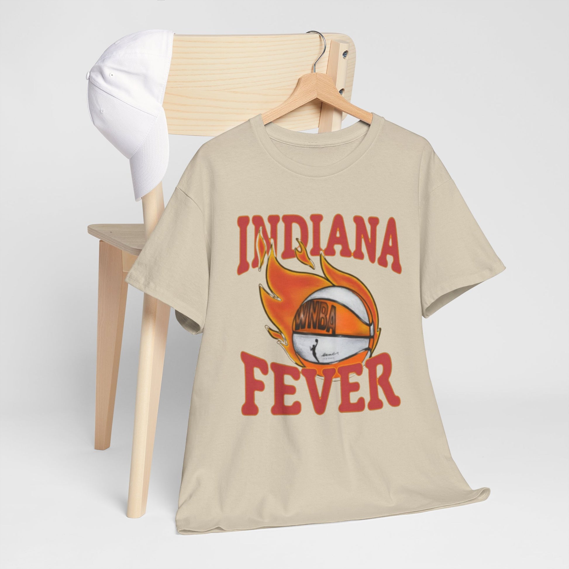 Lavender Indiana Fever Basketball Tee — Retro Flaming Ball Design
