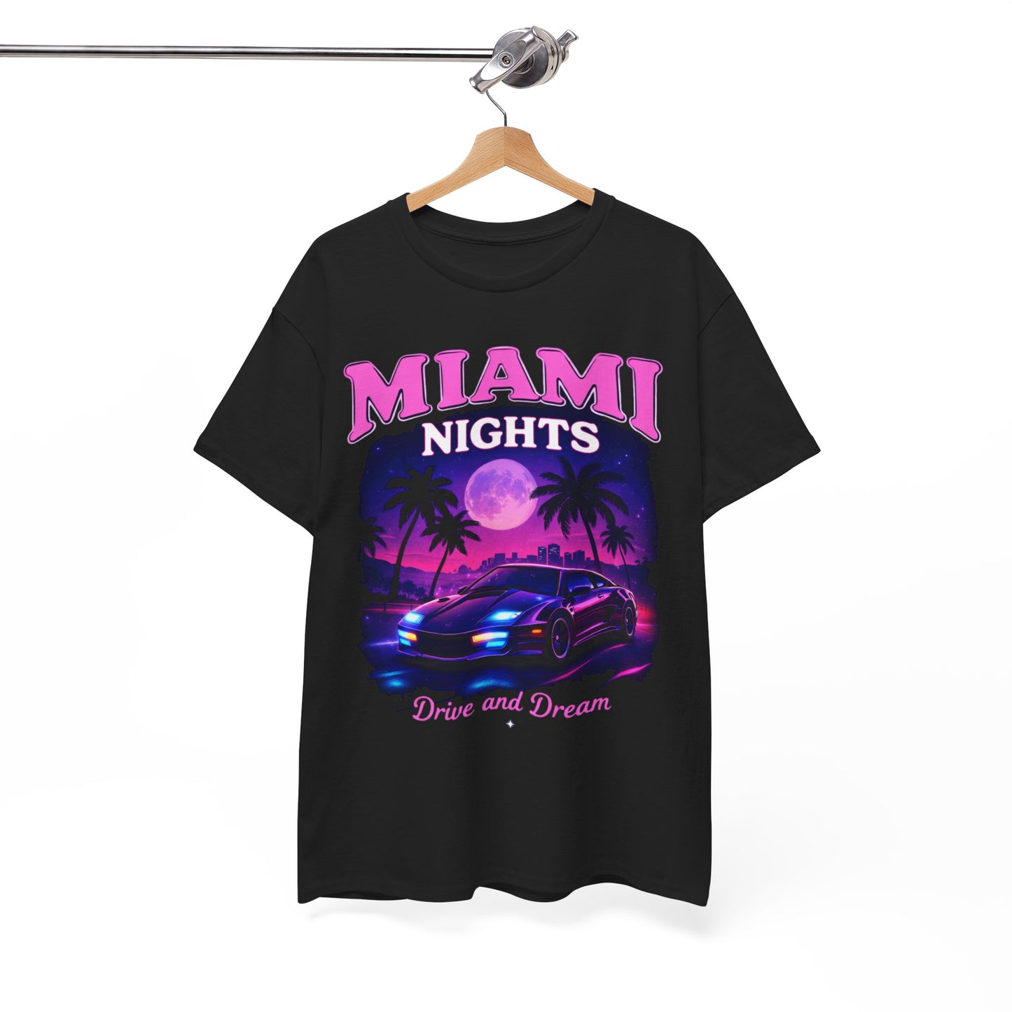 Miami Nights Drive and Dream Graphic T-Shirt – Neon City Streetwear Tee