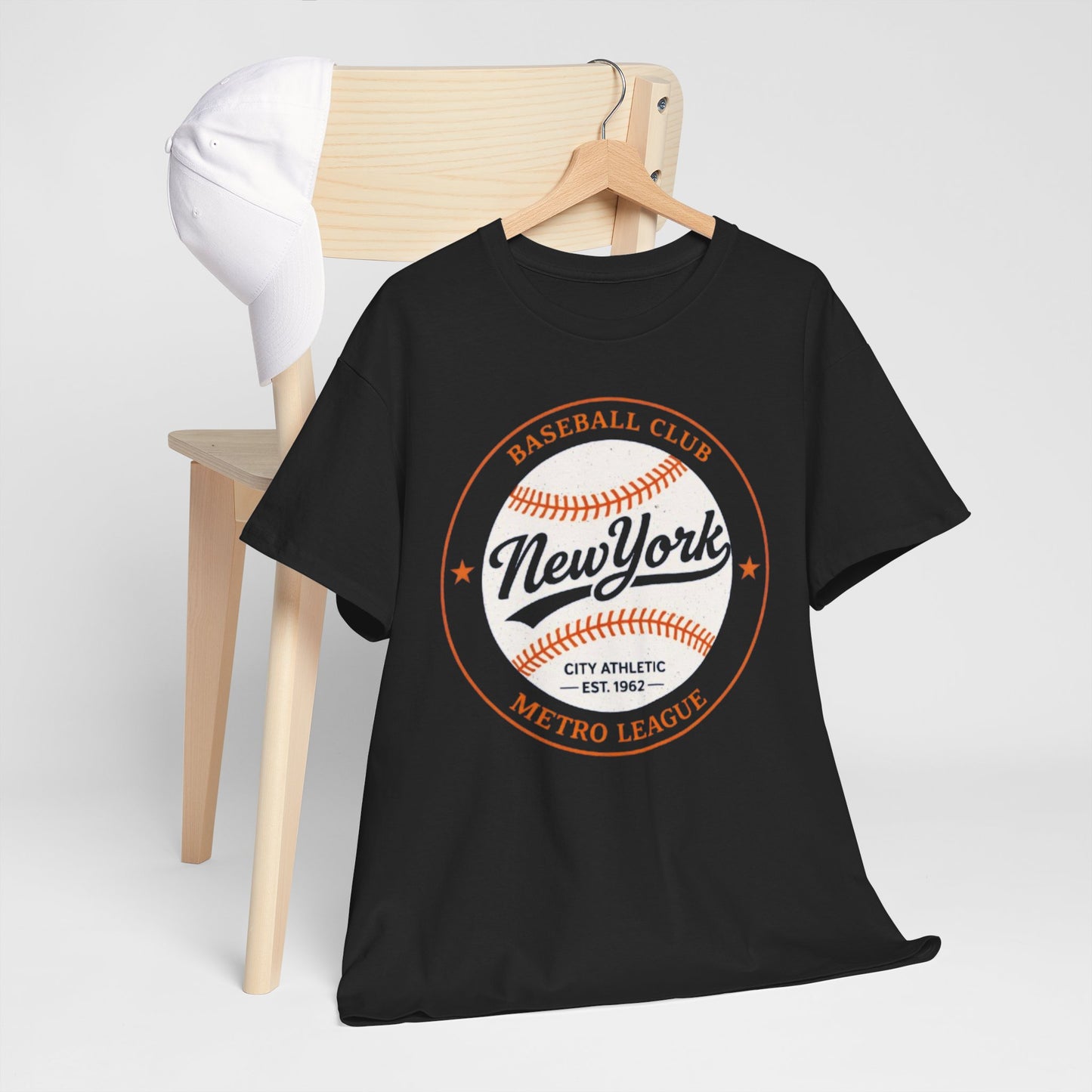 Dark Slate Gray New York Baseball Club Tee — Vintage Metro League Baseball Graphic Shirt