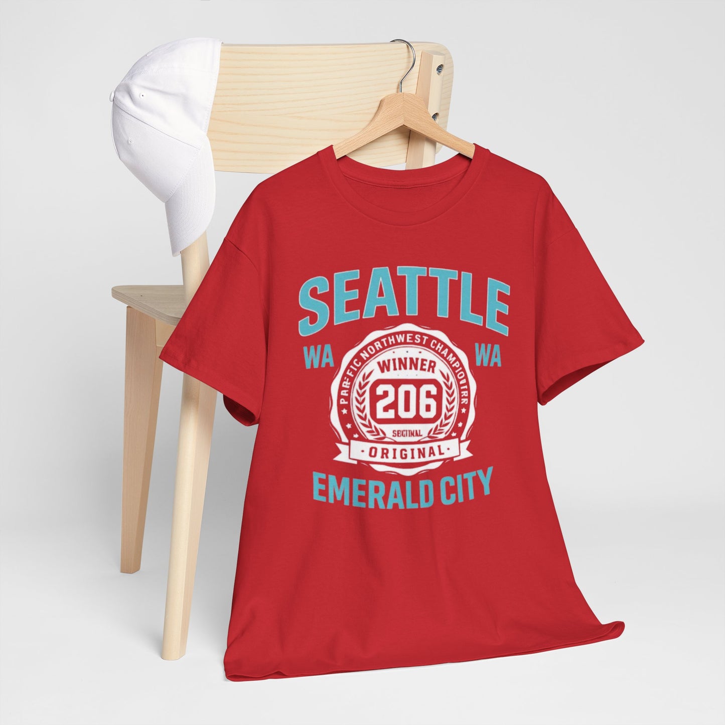 Seattle Emerald City Tee – 206 WA Retro Badge T‑Shirt