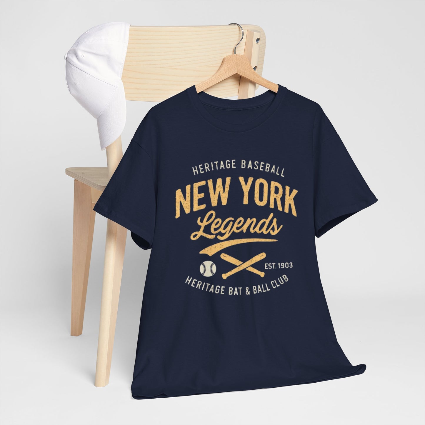 New York Legends Baseball T-Shirt — Vintage Heritage Bat & Ball Club Tee