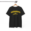 White Smoke Sacramento California Vintage Arc Tee — Retro Yellow College-Style T-Shirt