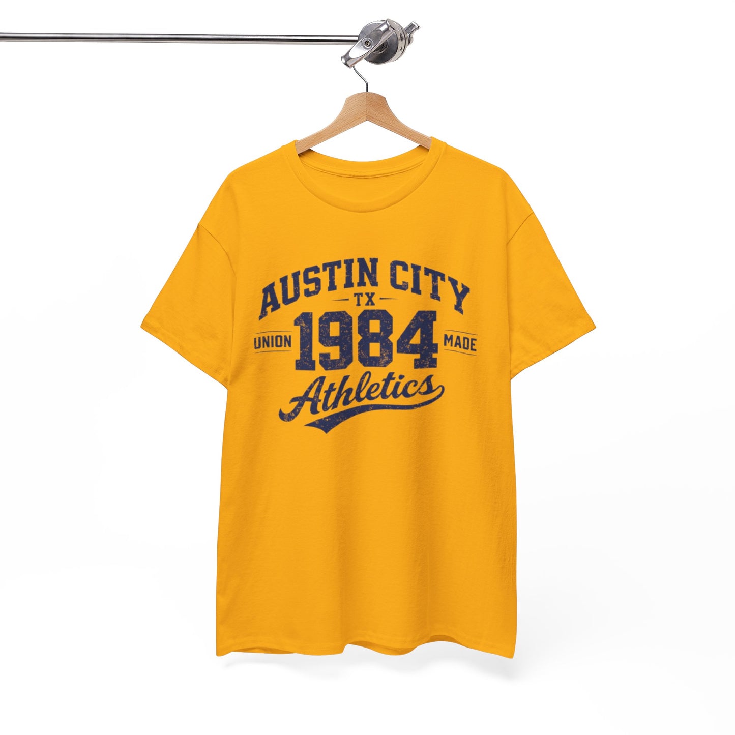 White Smoke Austin City 1984 Athletics Tee — Vintage Collegiate Graphic T-Shirt