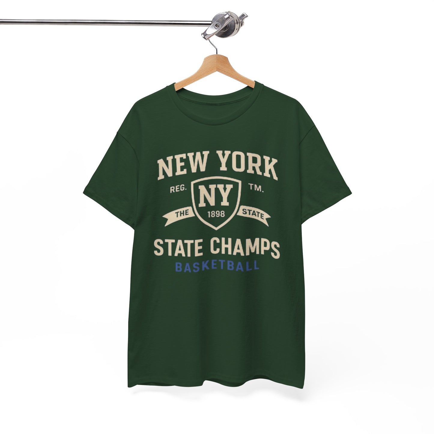 White Smoke New York State Champs Basketball T-Shirt — Vintage Collegiate Tee