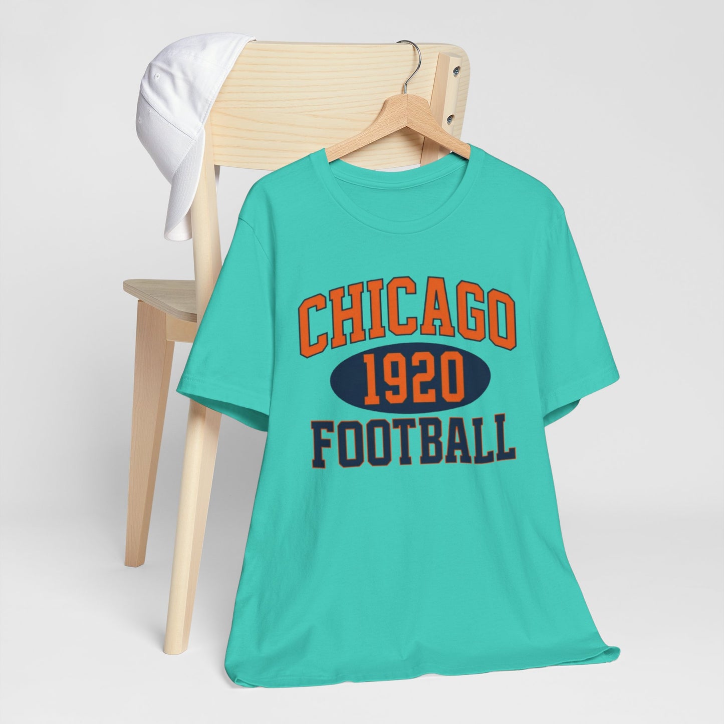 Medium Turquoise Chicago 1920 Football Shirt – Vintage Varsity Style Game Day T Shirt