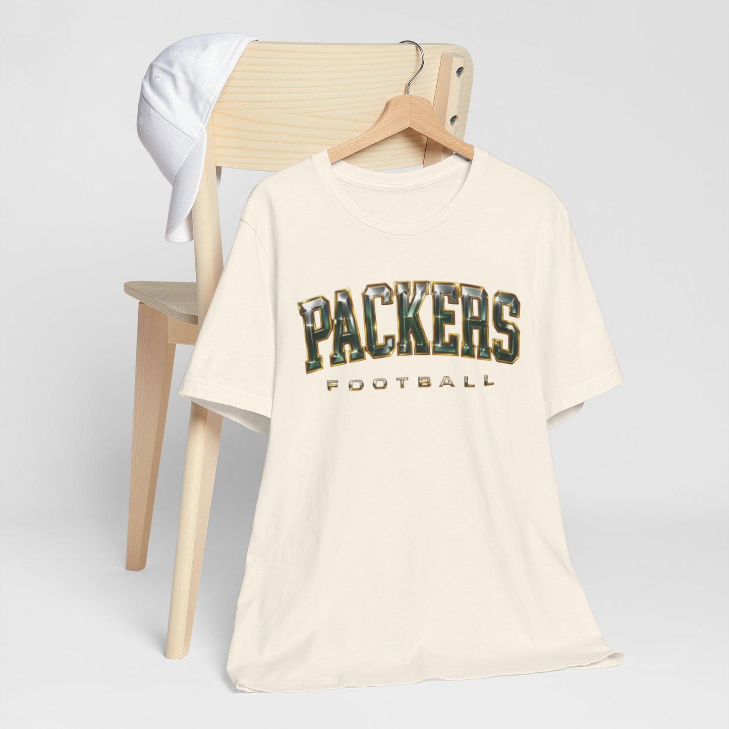 Antique White Packers Football T‑Shirt — Vintage Camo Lettering Tee