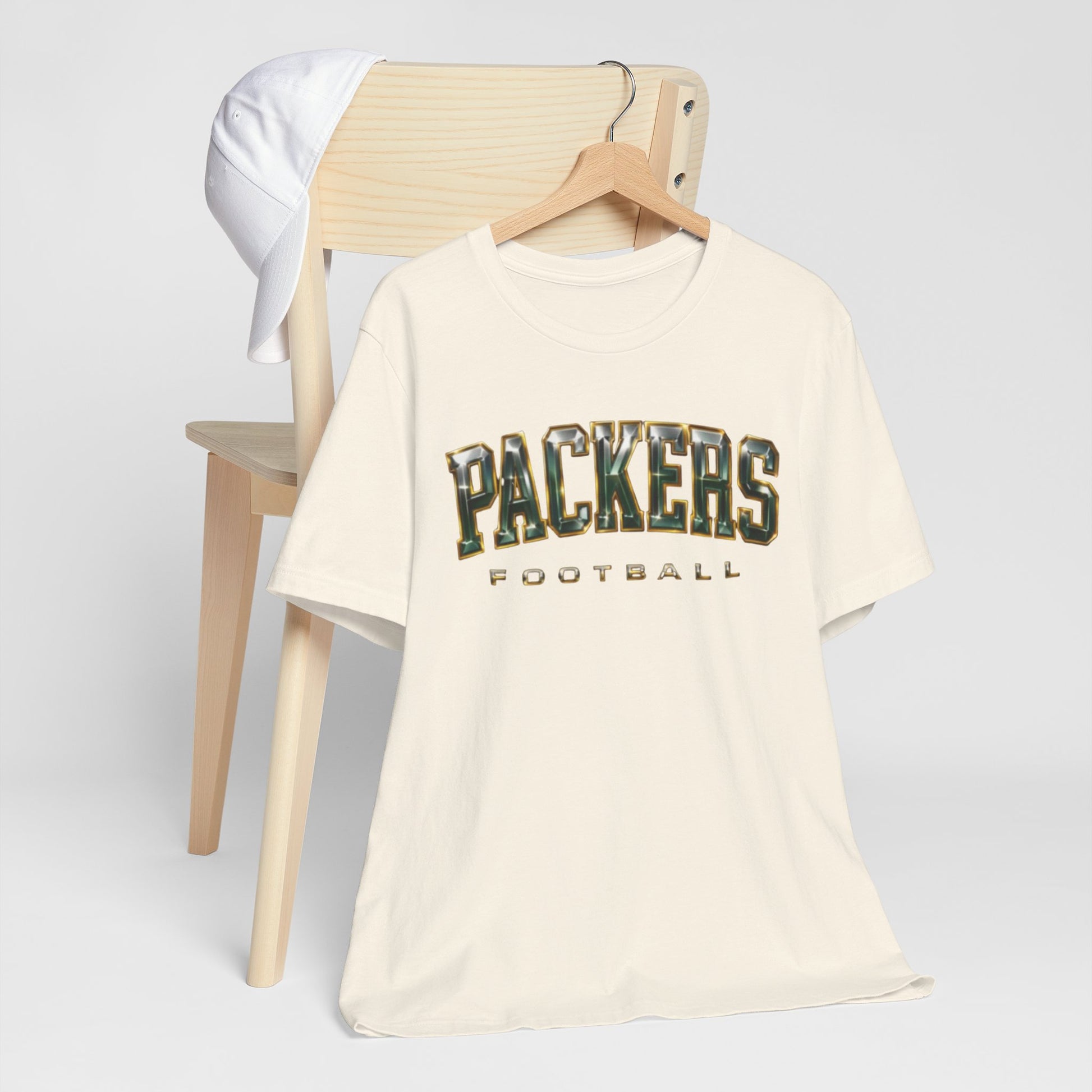 Antique White Packers Football T‑Shirt — Vintage Camo Lettering Tee