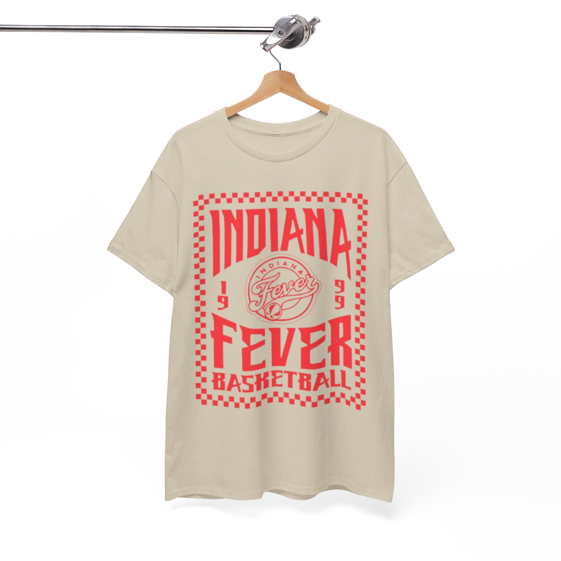 White Smoke Indiana Fever Basketball Tee — Retro Red Checkerboard Team Shirt